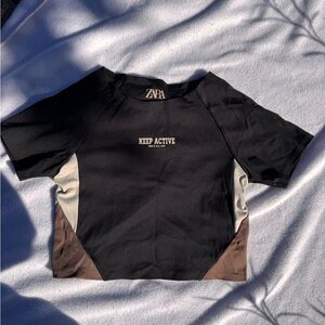 Zara Kids Black and Brown Short Sleeve Tee